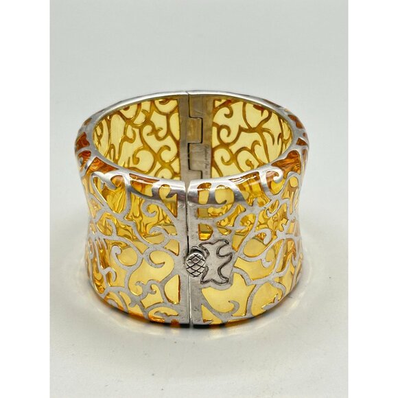 Angelique De Paris Designer Wide Bracelet Hinged Bangle Sterling Silver 925 - Picture 3 of 11